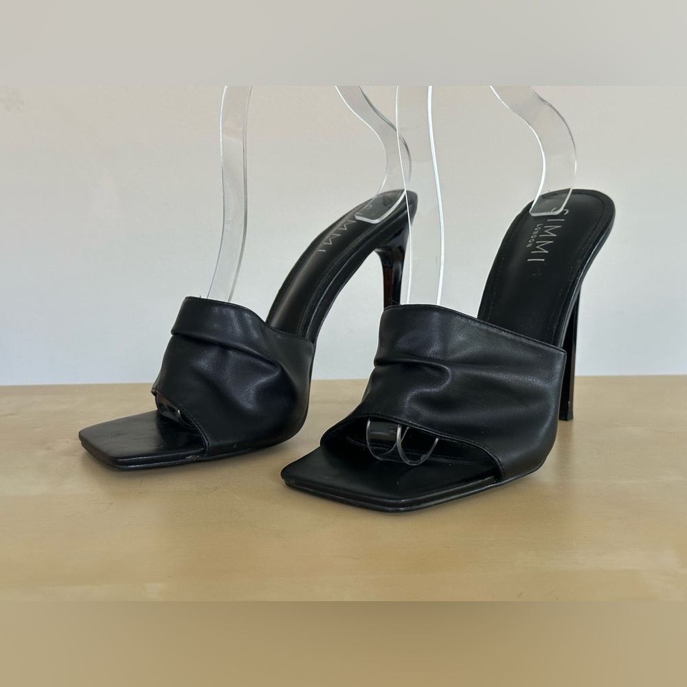 Black High Heel Mule Sandals - IMMI